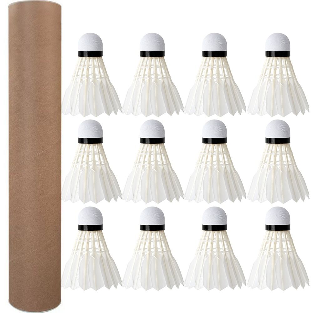 12Pcs Professional White Goose - Feather Shuttlecock 评论和价格